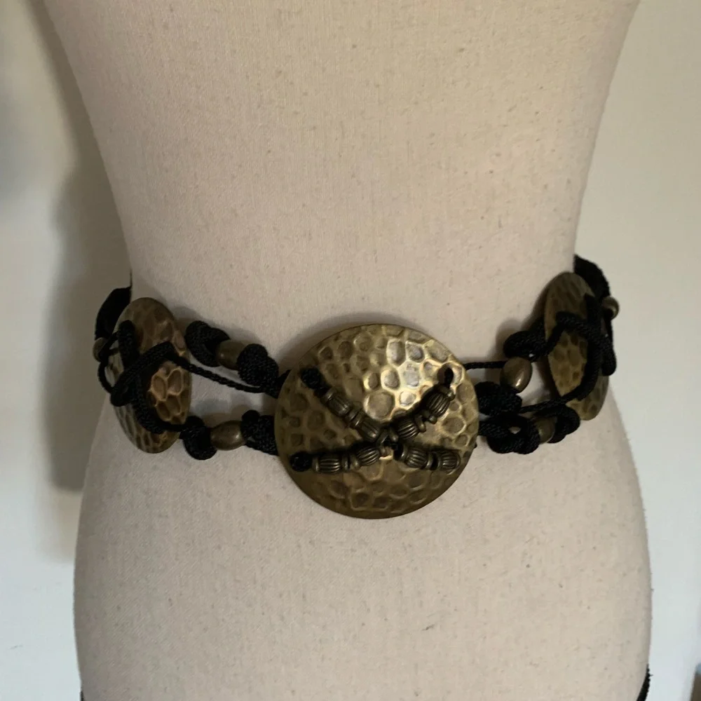 Vintage 80’s MOROCCAN / BOHO Style Rope and Brass Belt OS